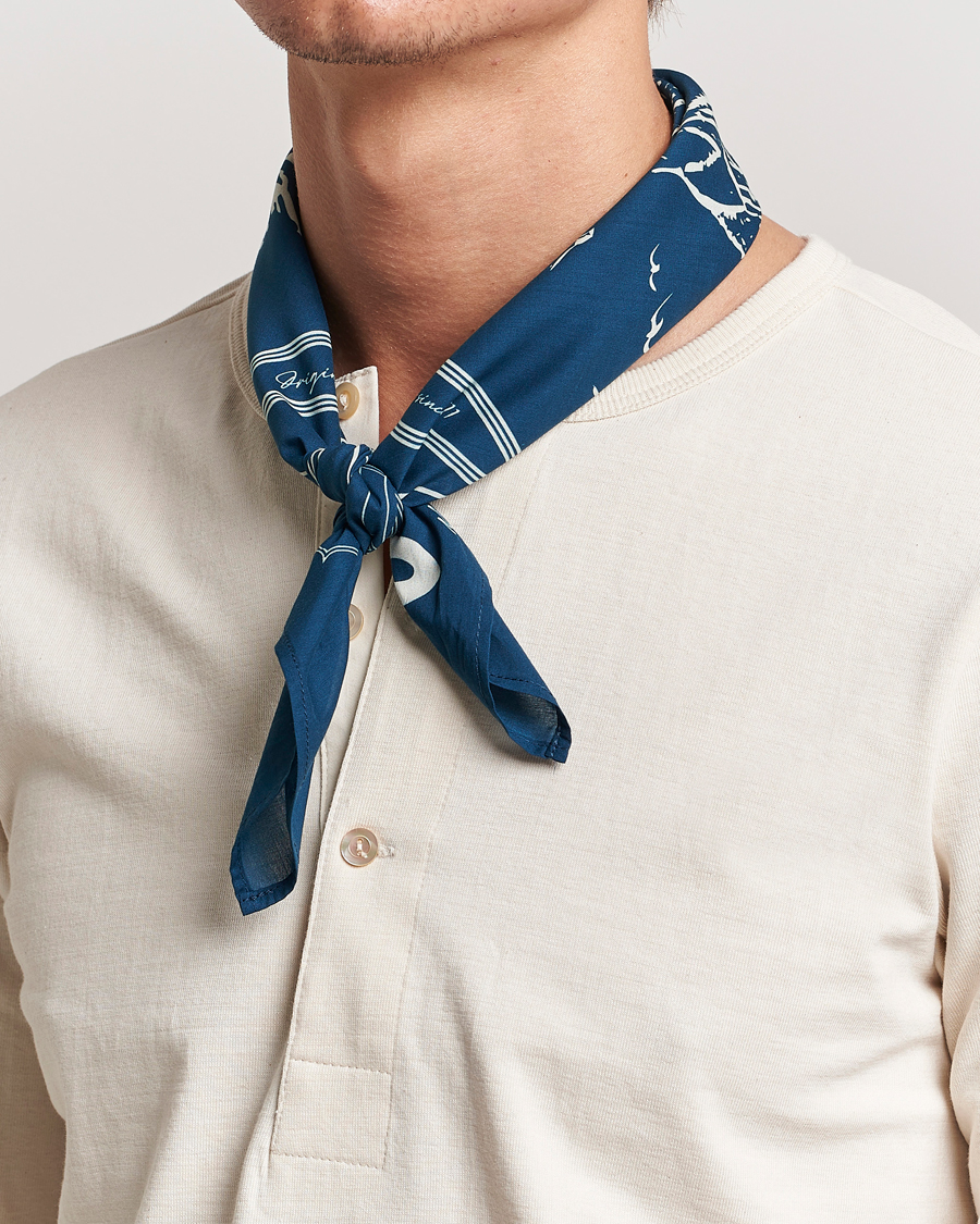 Hombres | Bufandas elegantes | Merz b. Schwanen | Merz b. SchwanenCotton BandanaInk Blue
