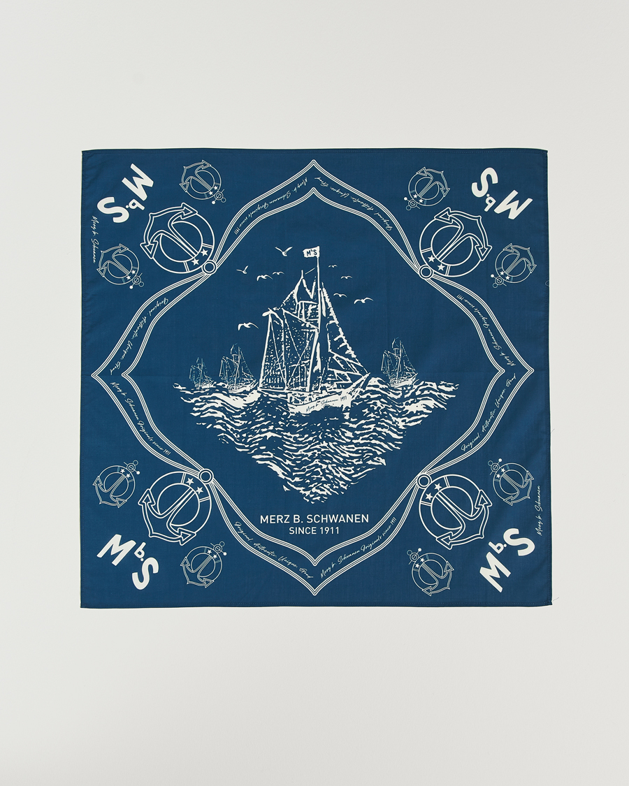 Hombres | Bufandas elegantes | Merz b. Schwanen | Merz b. SchwanenCotton BandanaInk Blue
