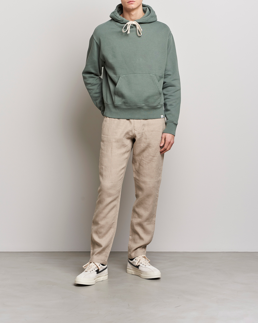 Hombres | Jerséis y prendas de punto | Merz b. Schwanen | Organic Cotton Washed Hoodie Green Stone