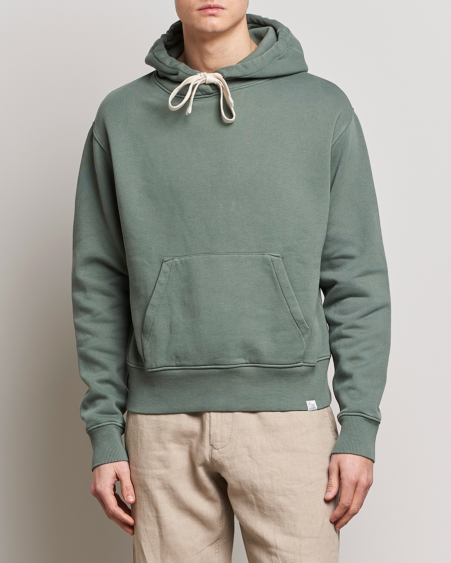 Hombres | Jerséis y prendas de punto | Merz b. Schwanen | Organic Cotton Washed Hoodie Green Stone