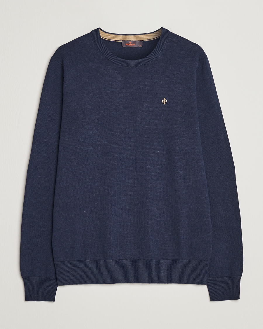 Hombres | Jerséis y prendas de punto | Morris | Harold Summer Crew Neck Blue