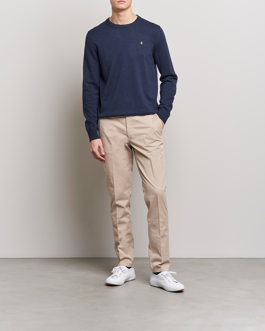 Hombres | Jerséis y prendas de punto | Morris | Harold Summer Crew Neck Blue