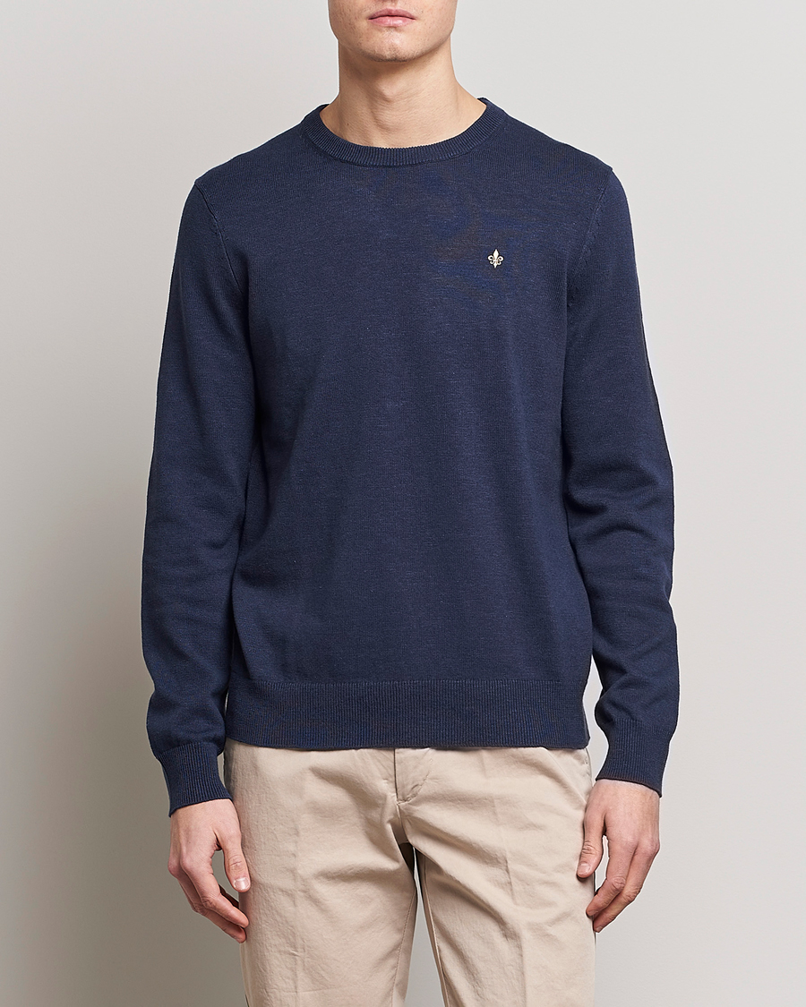 Hombres | Jerséis y prendas de punto | Morris | Harold Summer Crew Neck Blue