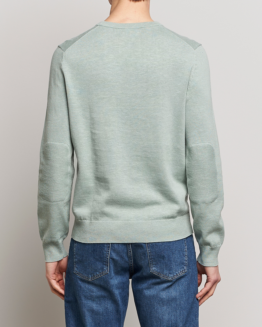 Hombres | Jerséis y prendas de punto | Morris | Harold Cotton/Linen Summer Crew Neck Mint Green