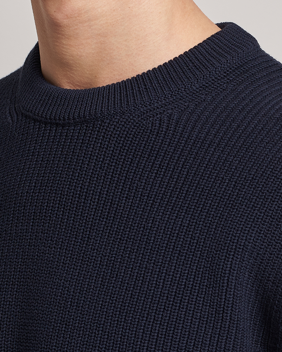 Hombres | Jerséis y prendas de punto | Nudie Jeans | Augusti Rib Cotton Sweater Navy