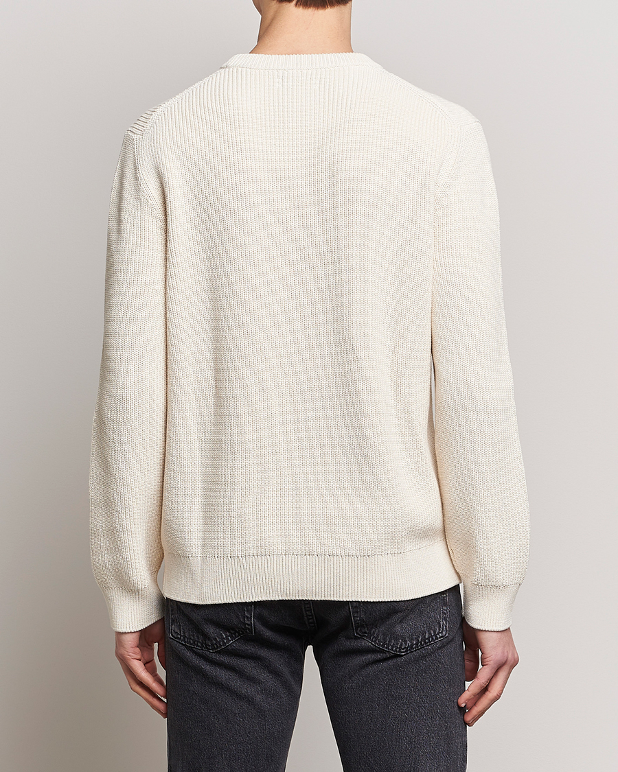 Hombres | Jerséis y prendas de punto | Nudie Jeans | August Cotton Rib Knitted Sweater Chalk White
