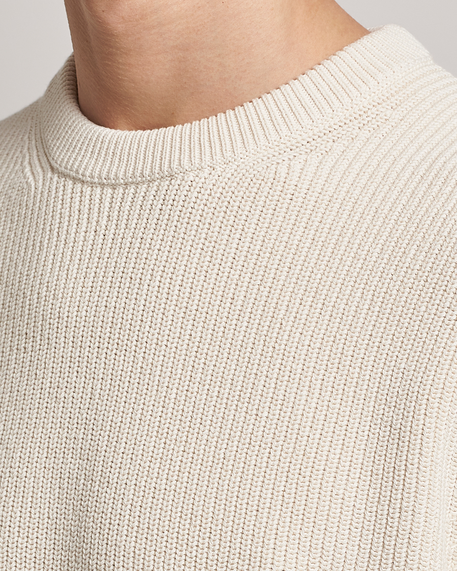 Hombres | Jerséis y prendas de punto | Nudie Jeans | August Cotton Rib Knitted Sweater Chalk White