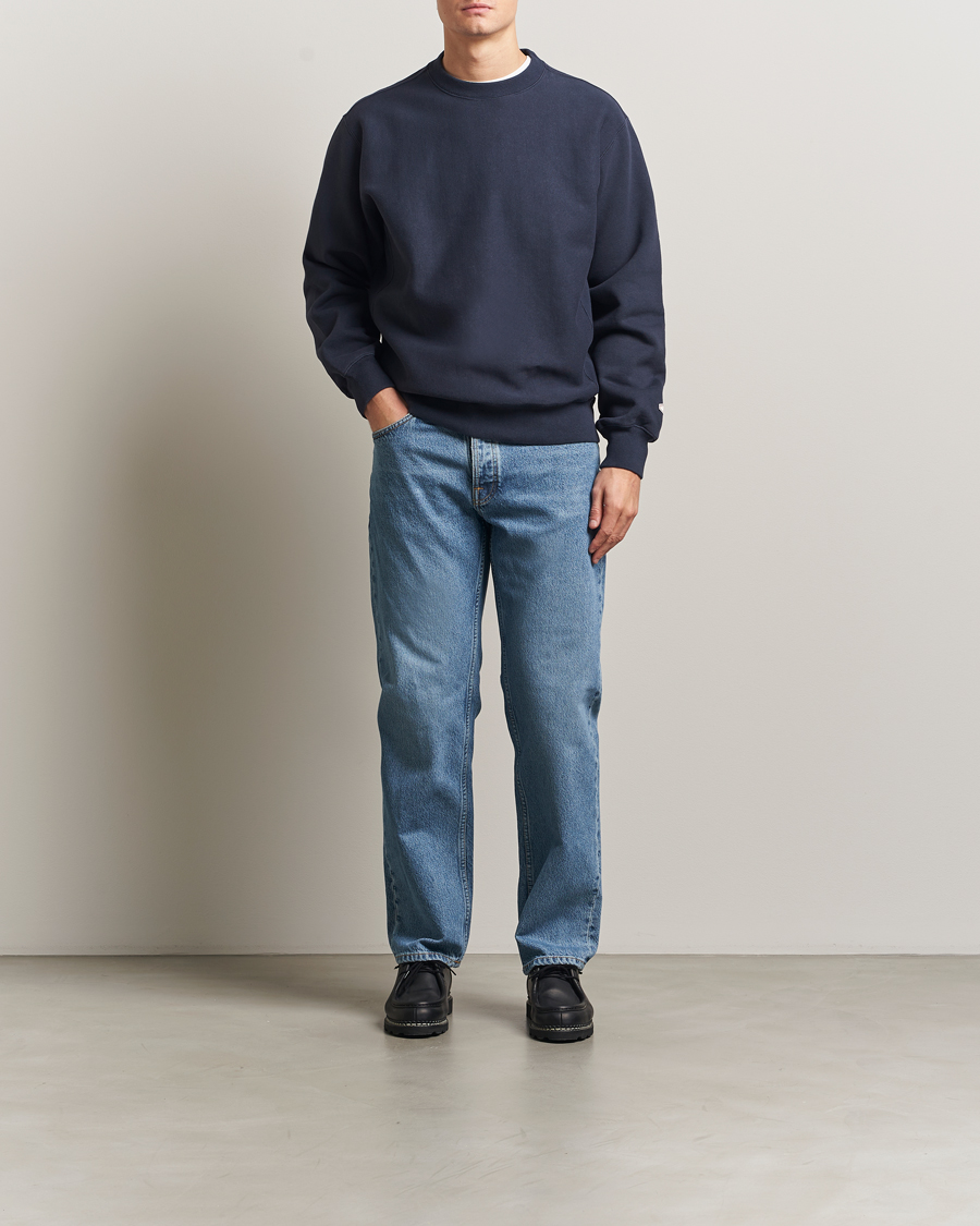 Hombres | Jerséis y prendas de punto | Nudie Jeans | Hasse Crew Neck Sweatshirt Navy