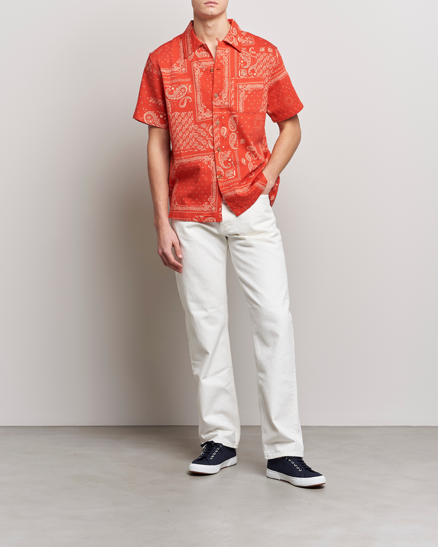 Hombres | Camisas | Nudie Jeans | Aron Printed Short Sleeve Shirt Red