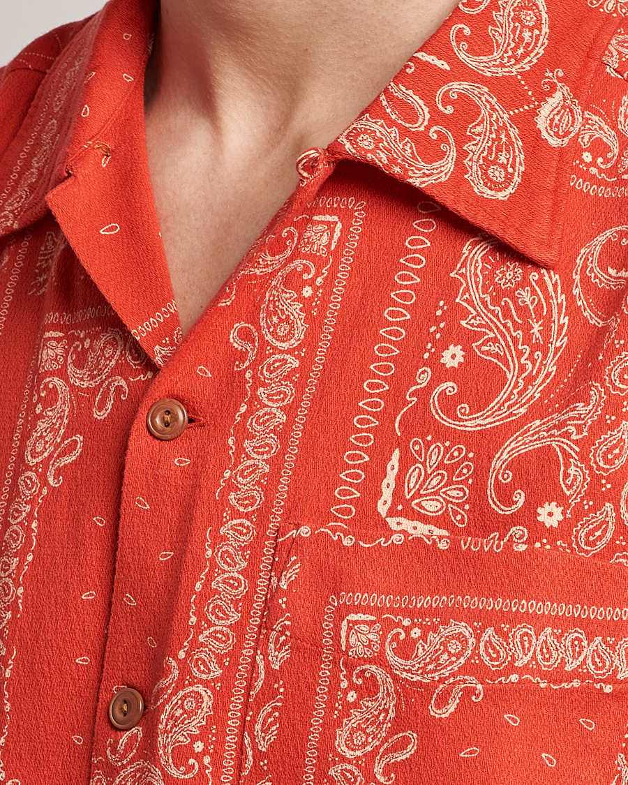 Hombres | Camisas | Nudie Jeans | Aron Printed Short Sleeve Shirt Red