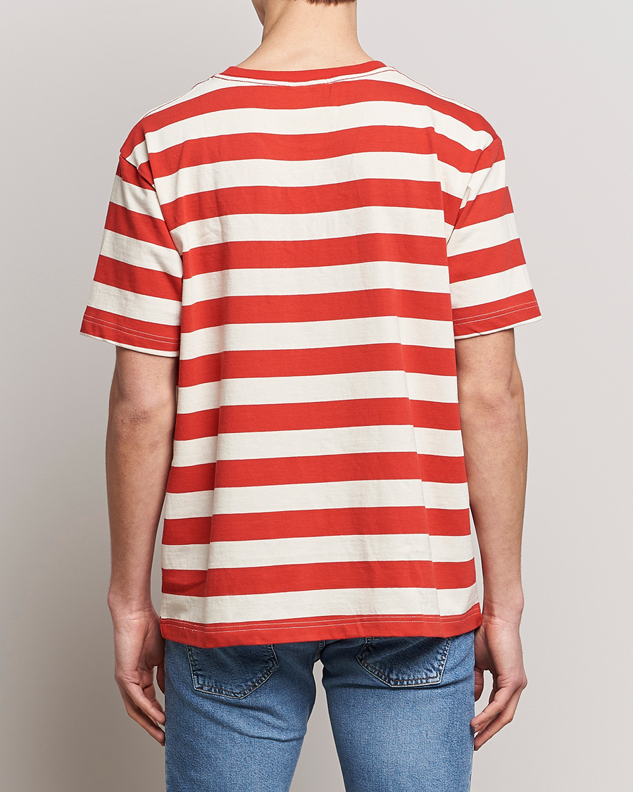 Hombres | Camisetas | Nudie Jeans | Uno Blockstripe Crew Neck T-Shirt Off White/Red