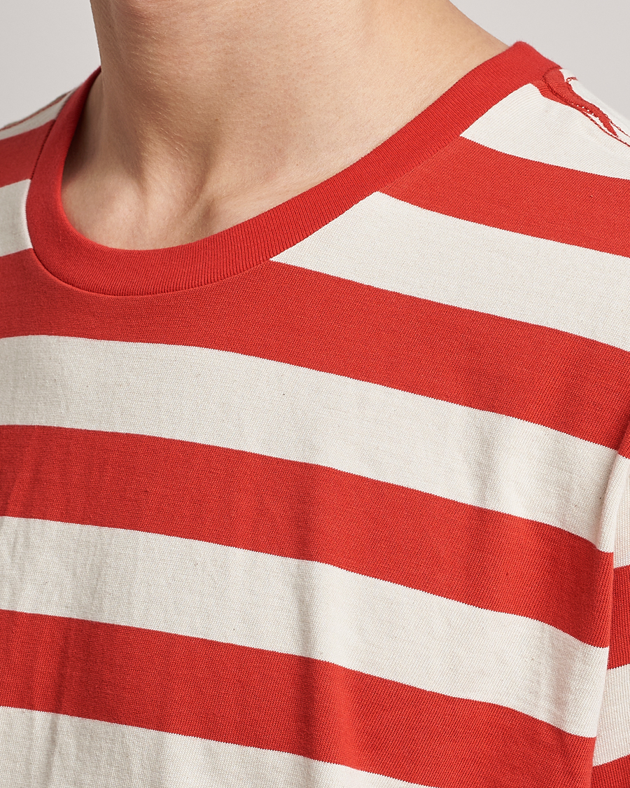 Hombres | Camisetas | Nudie Jeans | Uno Blockstripe Crew Neck T-Shirt Off White/Red