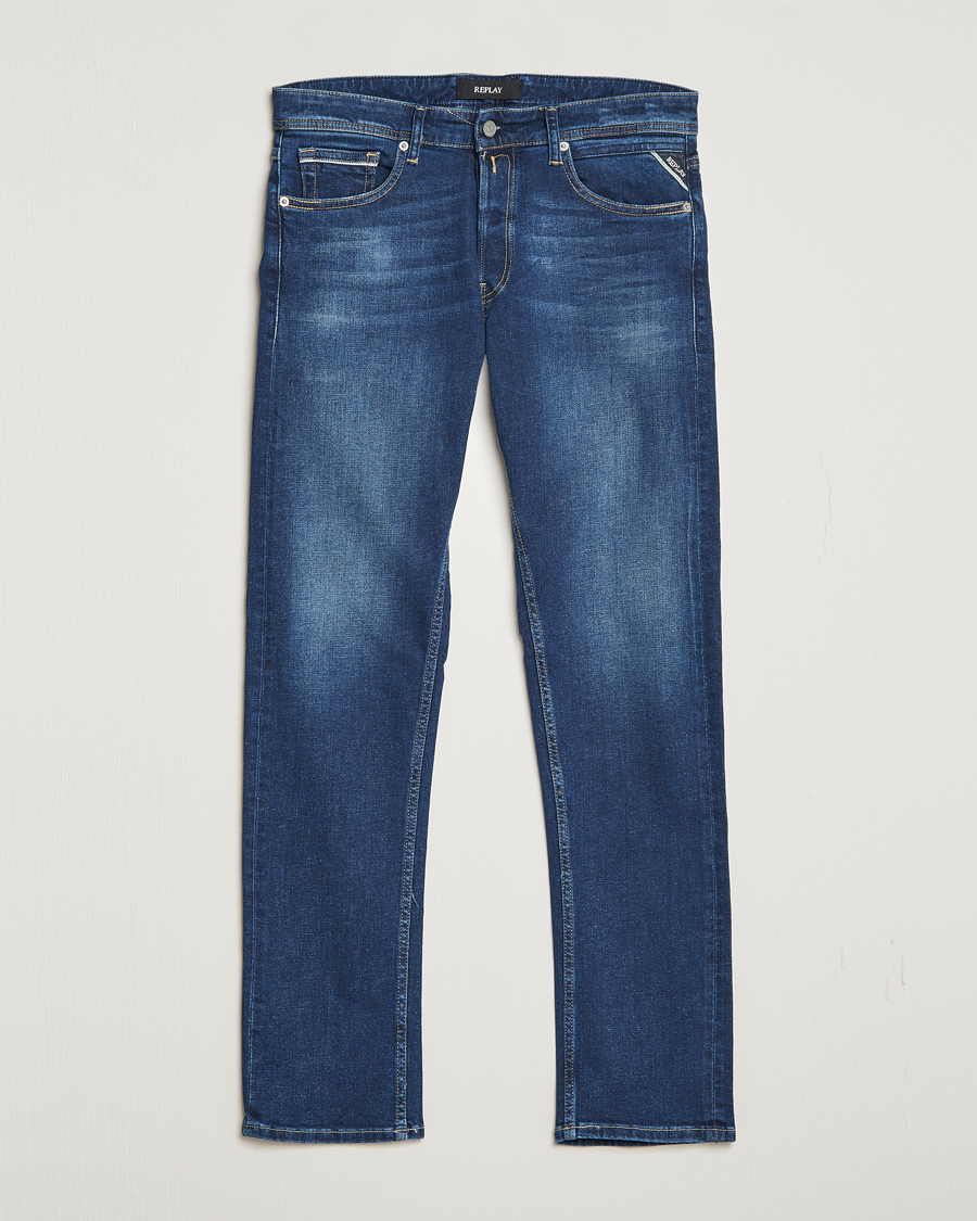 Hombres | Vaqueros | Replay | Grover Straight Fit Stretch Jeans Dark Blue