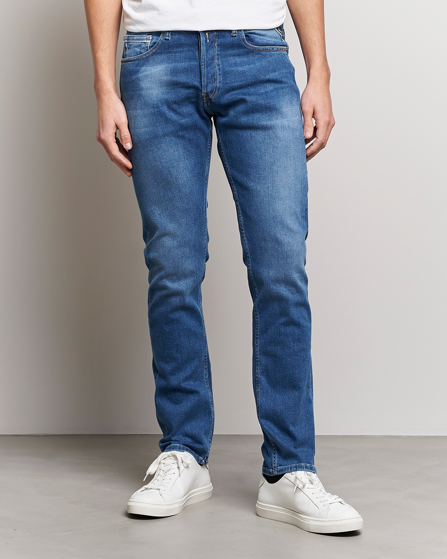 Hombres | Vaqueros | Replay | Grover Straight Fit Stretch Jeans Medium Blue