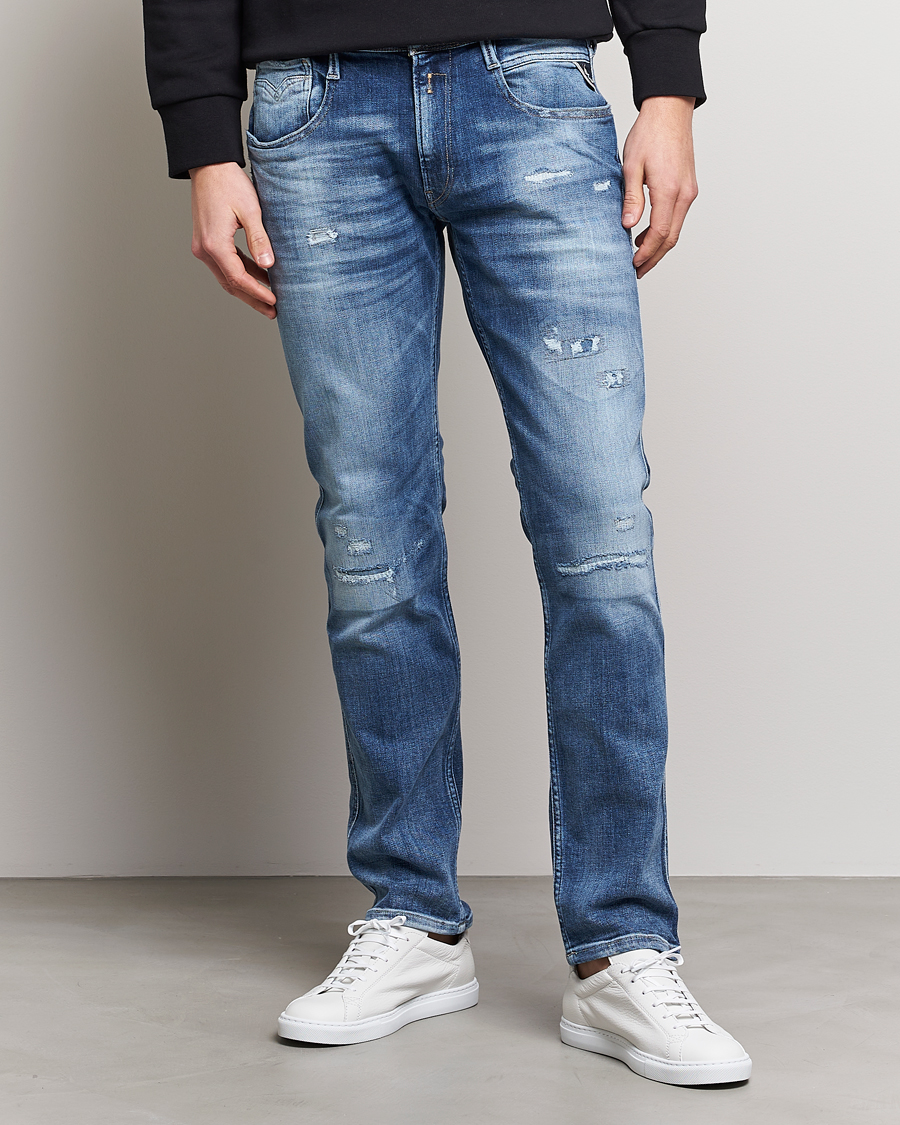 Hombres | Vaqueros | Replay | Anbass Power Stretch 10 Year Wash Jeans Medium Blue