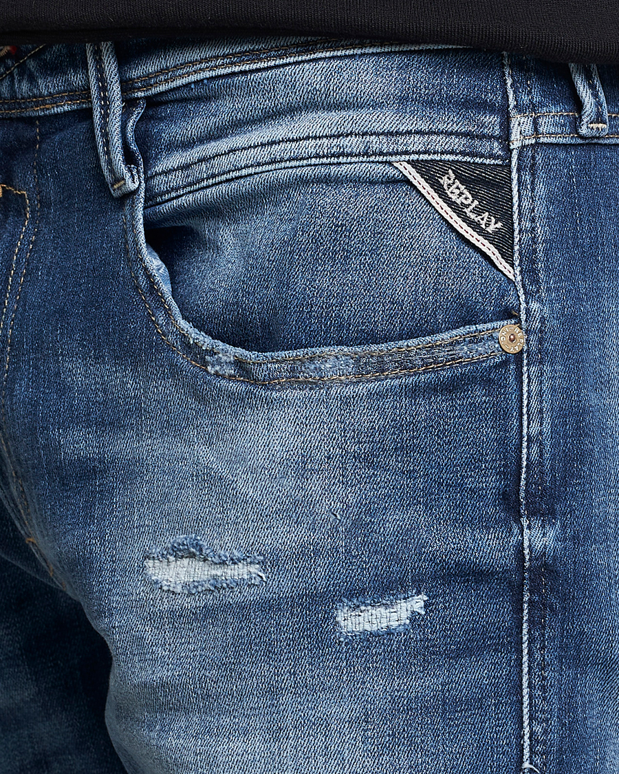 Hombres | Vaqueros | Replay | Anbass Power Stretch 10 Year Wash Jeans Medium Blue