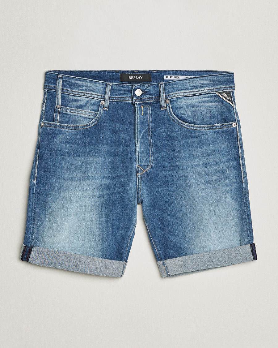 Hombres | Pantalones cortos | Replay | RBJ901 Super Stretch Bio Denim Shorts Medium Blue