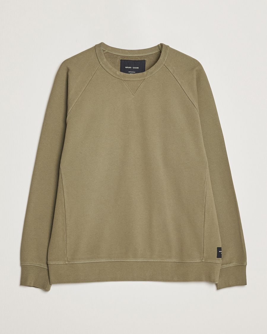 Hombres | Jerséis y prendas de punto | Replay | Sartoriale Jersey Crew Neck Sweatshirt Sage Green