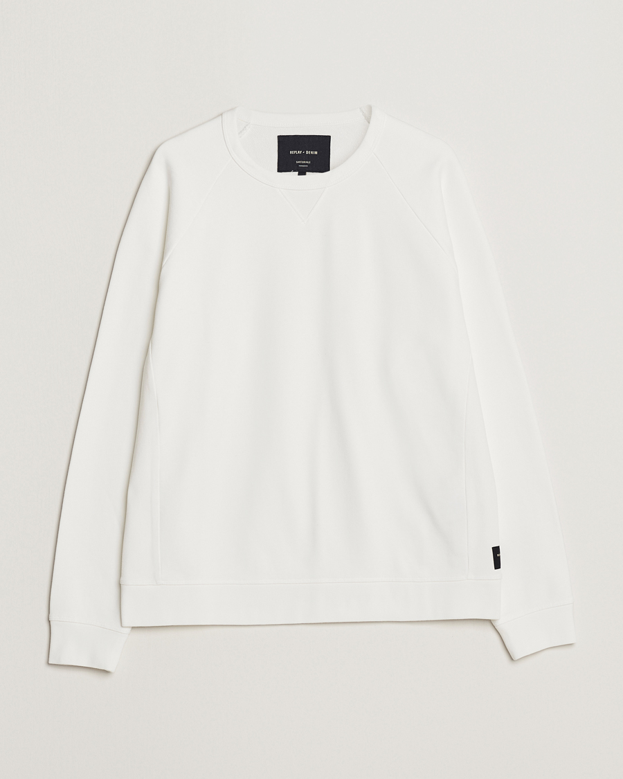 Hombres | Jerséis y prendas de punto | Replay | Sartoriale Jersey Crew Neck Sweatshirt Chalk White