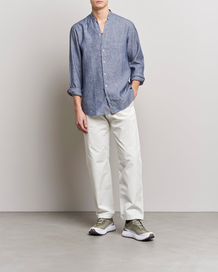 Hombres | Camisas | SEASE | Fishtail Linen Shirt Sky Blue