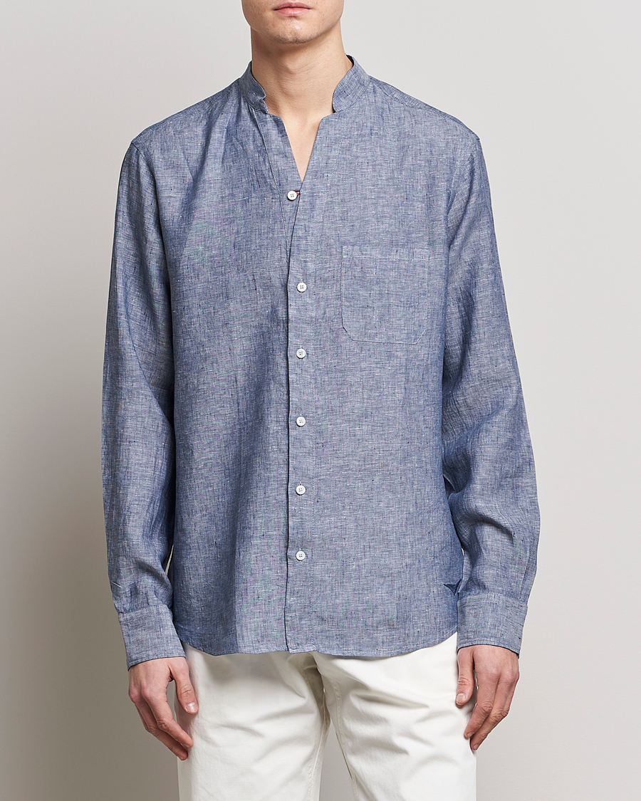 Hombres | Camisas | SEASE | Fishtail Linen Shirt Sky Blue