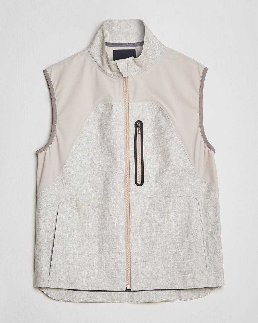 Hombres | Chalecos | SEASE | V-8 Linen Gilet Light Beige