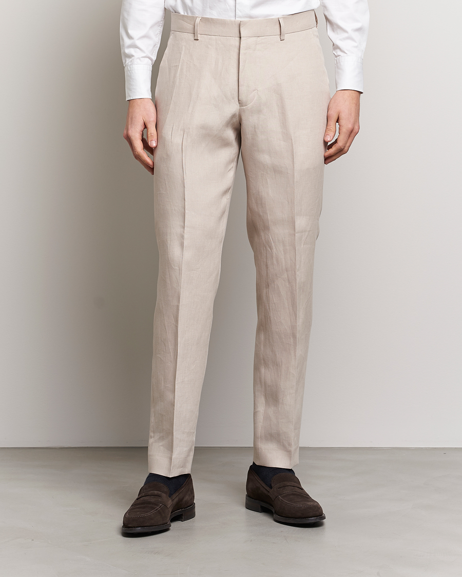 Hombres | Pantalones | Tiger of Sweden | Tenutas Linen Trousers Cream Sand