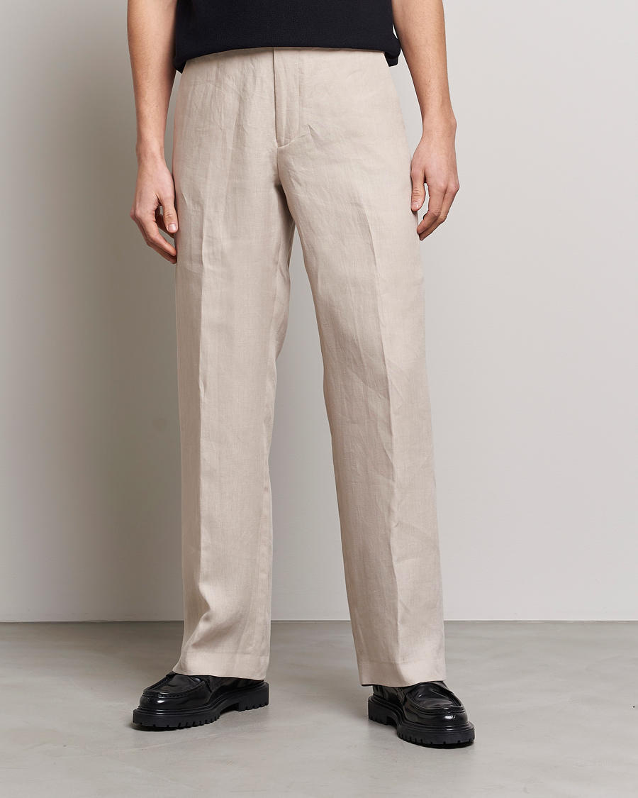 Hombres | Pantalones | Tiger of Sweden | Tayson Linen Trousers Cream Sand