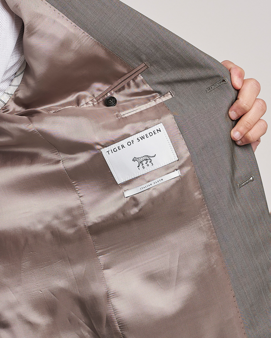 Hombres | Blazers | Tiger of Sweden | Justin Herringbone Wool Blazer Dark Sand