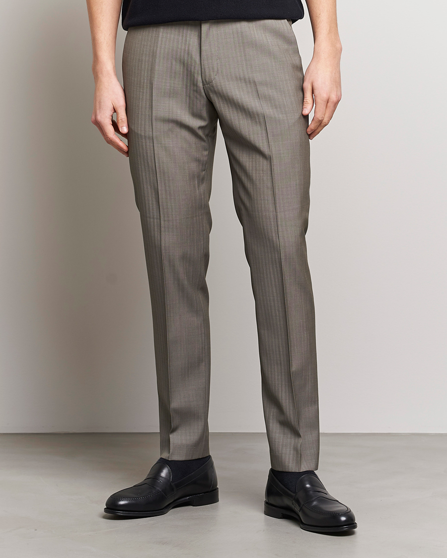 Hombres | Pantalones | Tiger of Sweden | Tenuta Wool Trousers Dark Sand