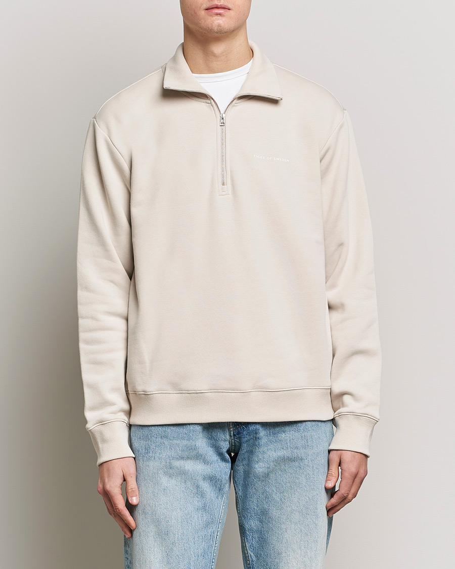 Hombres | Jerséis y prendas de punto | Tiger of Sweden | Marlon Half Zip Sweater Light Ivory