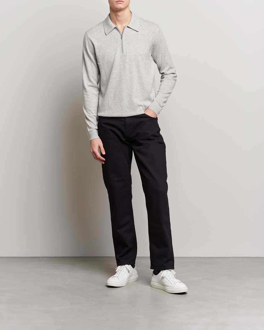 Hombres | Jerséis y prendas de punto | Tiger of Sweden | Orbit Merino Wool Half Zip Light Grey Melange