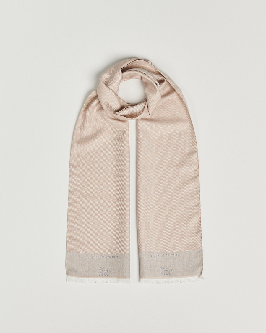 Hombres | Tiger of Sweden Salvor Wool Silk Scarf Dark Sand | Tiger of Sweden | Salvor Wool Silk Scarf Dark Sand