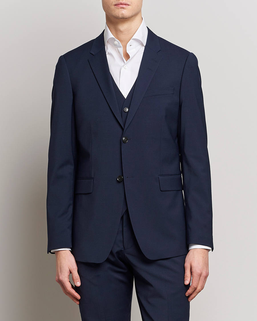 Hombres | Business & Beyond | Tiger of Sweden | Jerretts Wool Travel Suit Blazer Royal Blue