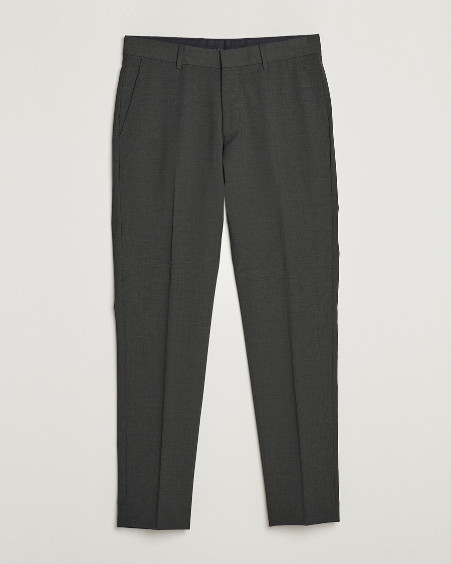Hombres | Pantalones | Tiger of Sweden | Tenuta Wool Travel Suit Trousers Olive Extreme