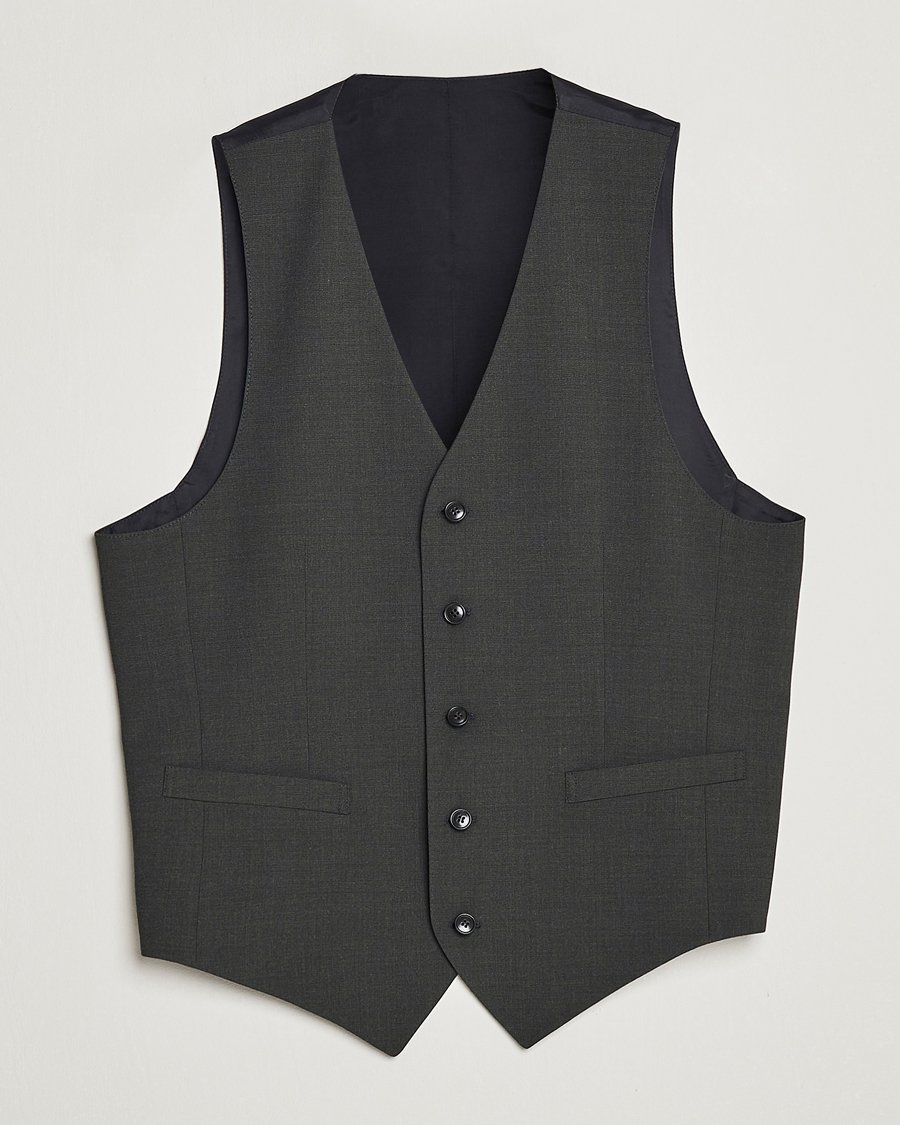 Hombres | Chalecos | Tiger of Sweden | Wayde Wool Travel Waistcoat Olive Extreme