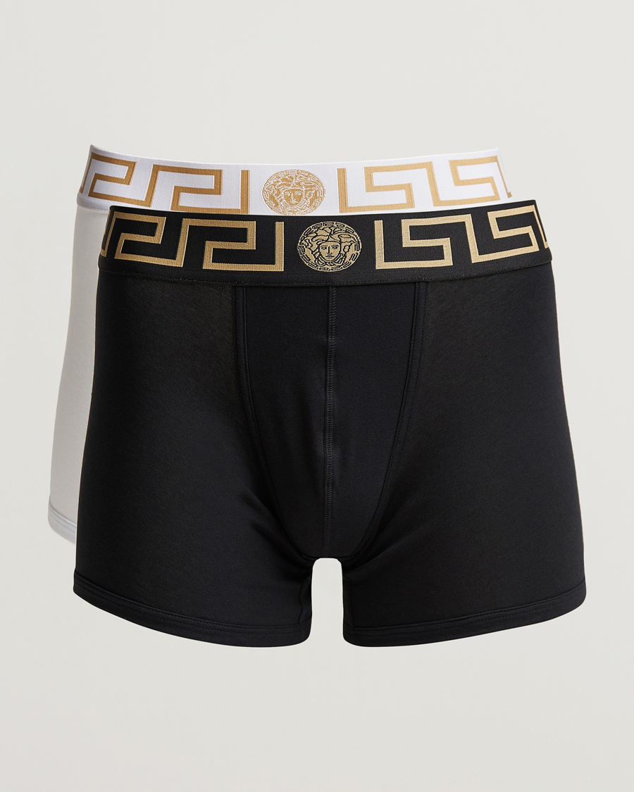 Hombres | Ropa interior y calcetines | Versace | 2-Pack Greca Boxer Briefs Black/White