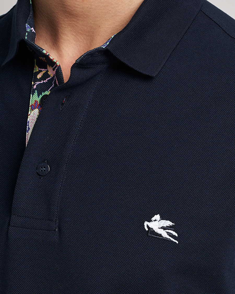 Hombres | Polos | Etro | Short Sleeve Contrast Paisley Polo Navy