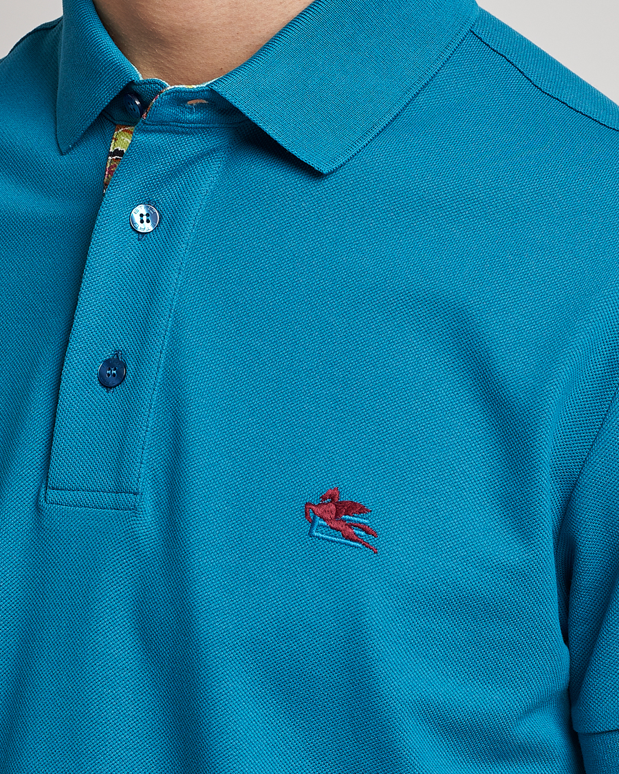 Hombres | Polos | Etro | Short Sleeve Contrast Paisley Polo Azzurro