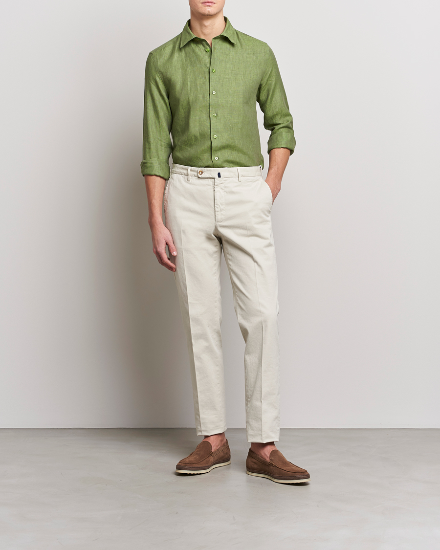 Hombres | Camisas | Etro | Linen Sport Shirt Green