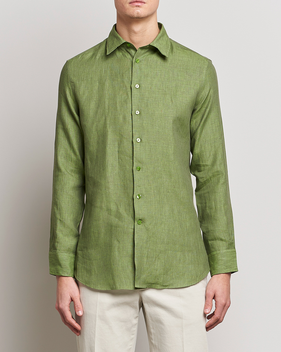 Hombres | Camisas | Etro | Linen Sport Shirt Green