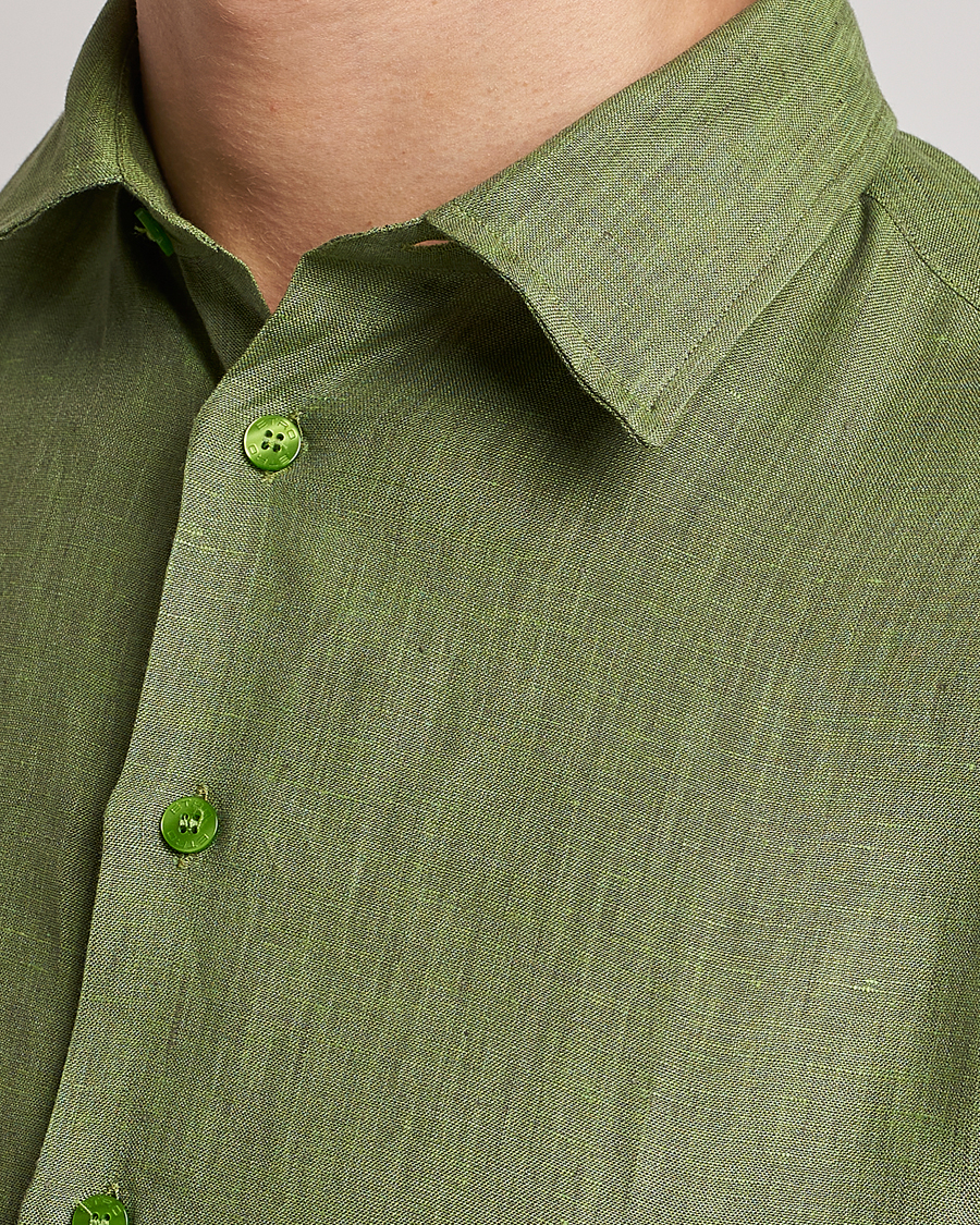 Hombres | Camisas | Etro | Linen Sport Shirt Green