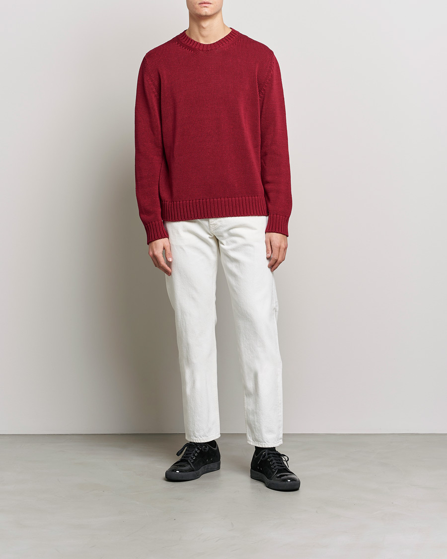 Hombres | Jerséis y prendas de punto | Etro | Heavy Knit Cotton Pullover Burgundy