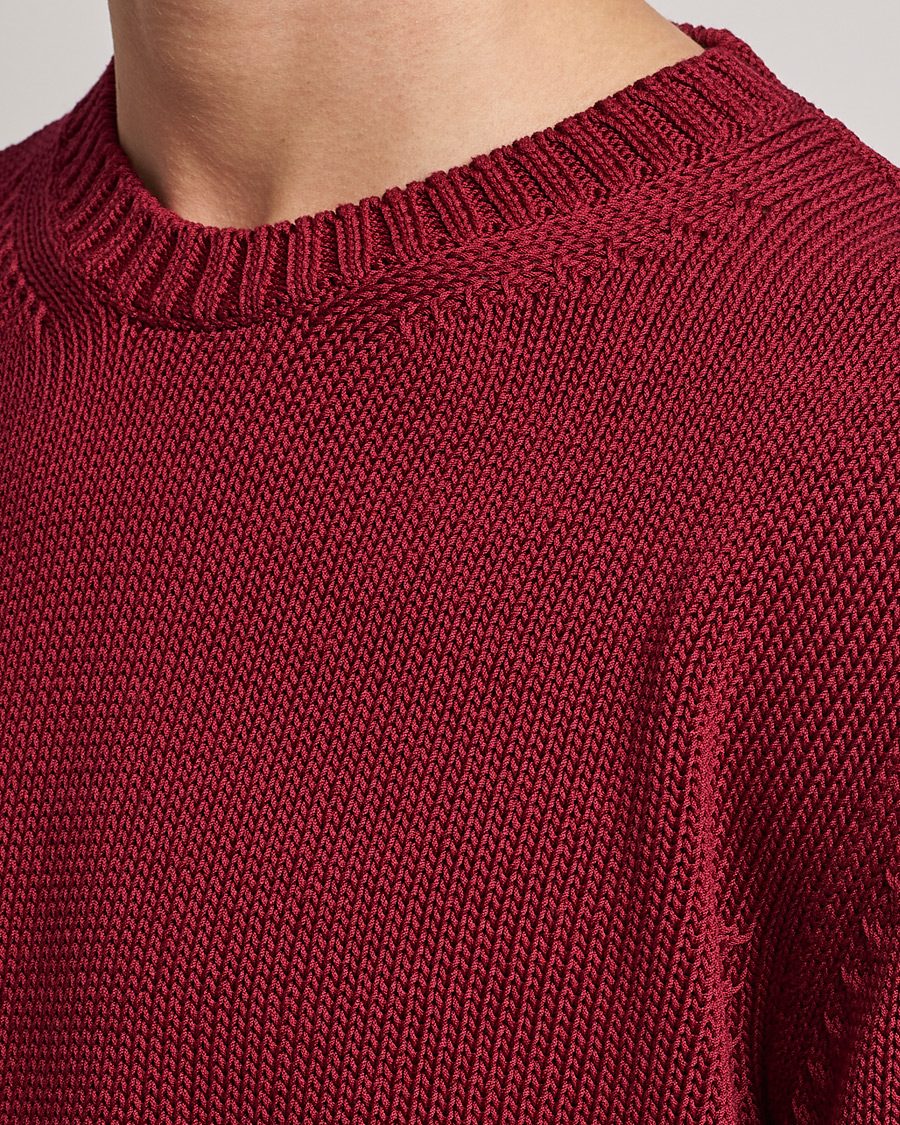 Hombres | Jerséis y prendas de punto | Etro | Heavy Knit Cotton Pullover Burgundy