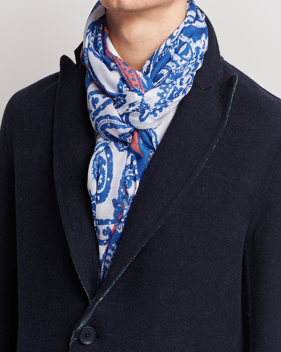 Hombres | Etro Shaal Nur Cashmere Blend Scarf Blue | Etro | Shaal Nur Cashmere Blend Scarf Blue