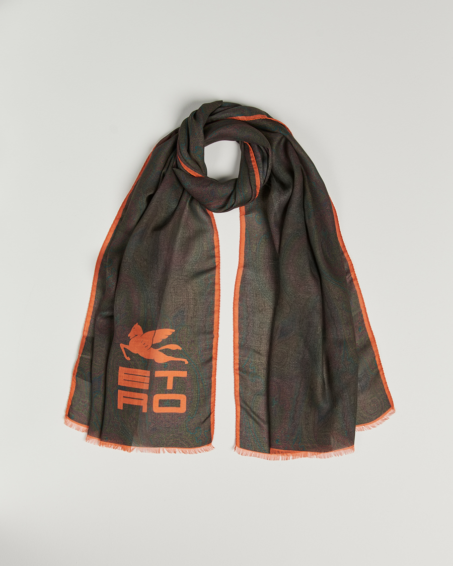 Hombres | Etro Shaal Nur Cashmere Blend Paisley Scarf Dark Brown | Etro | Shaal Nur Cashmere Blend Paisley Scarf Dark Brown