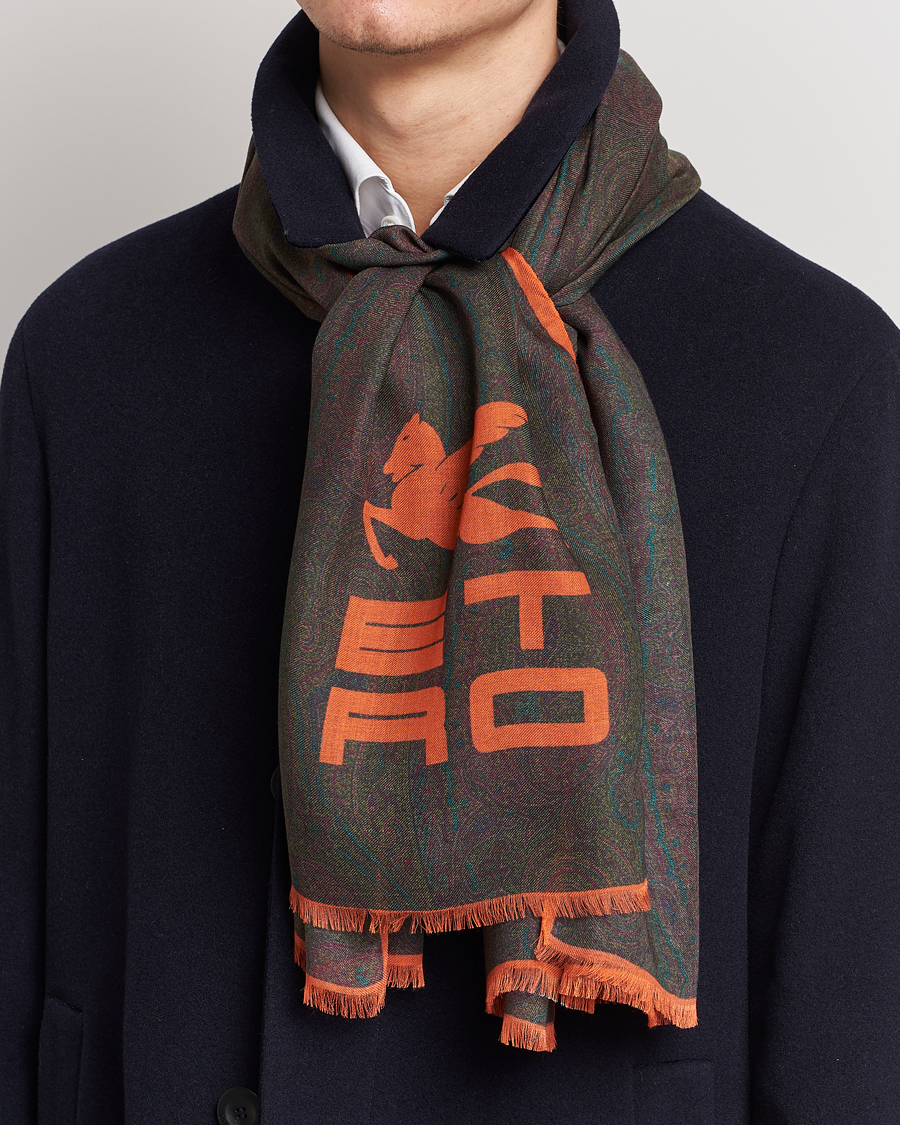 Hombres | Etro Shaal Nur Cashmere Blend Paisley Scarf Dark Brown | Etro | Shaal Nur Cashmere Blend Paisley Scarf Dark Brown