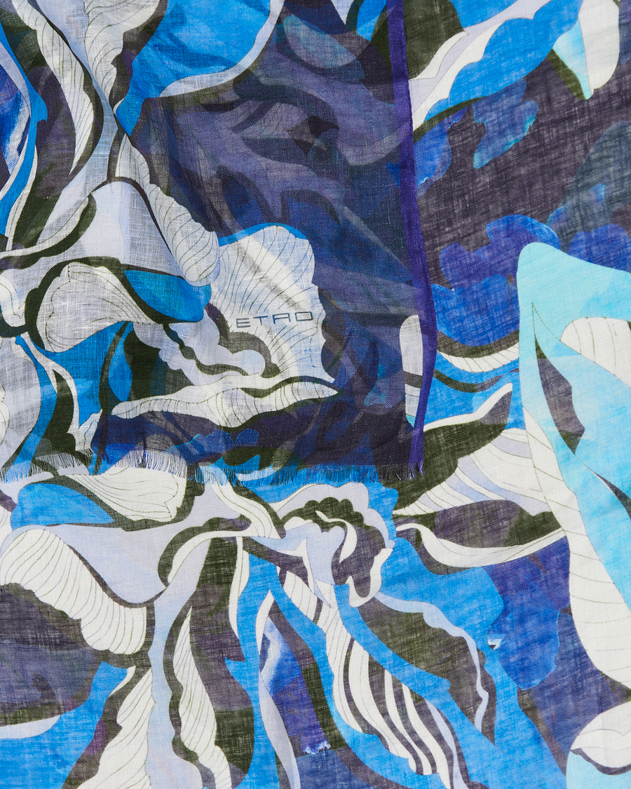 Hombres | Etro Floreale Linen Scarf Light Blue | Etro | Floreale Linen Scarf Light Blue