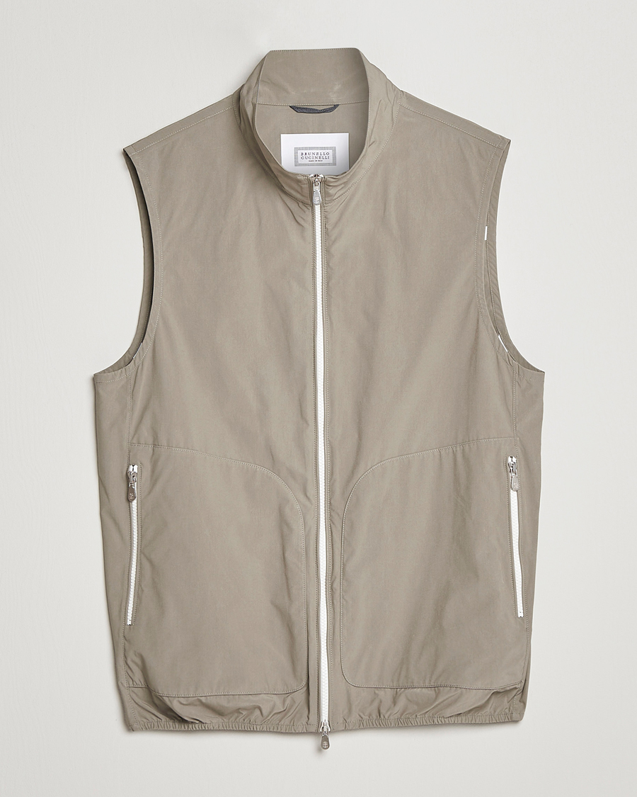 Hombres | Chalecos | Brunello Cucinelli | Lightweight Nylon Gilet Olive