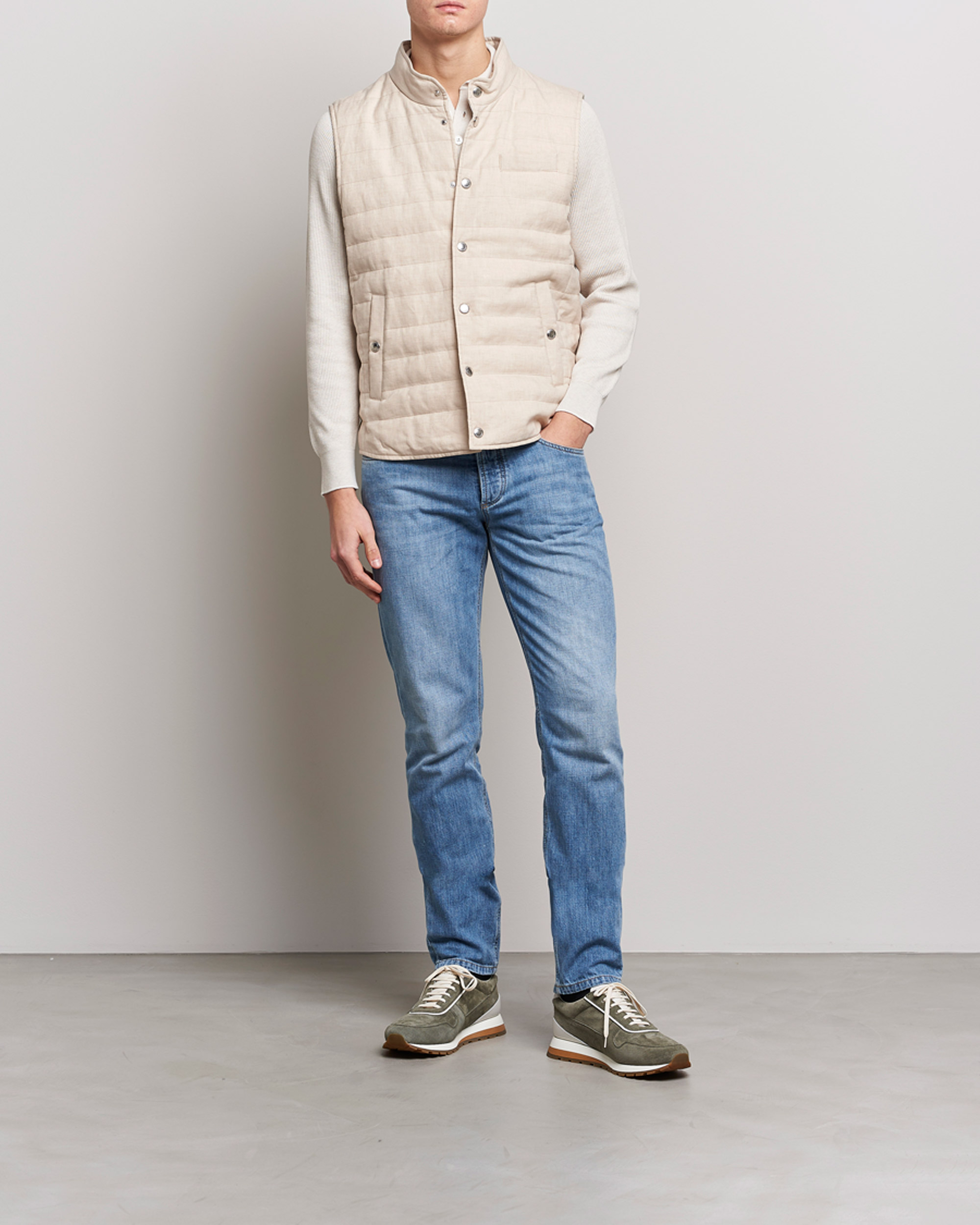 Hombres | Chalecos | Brunello Cucinelli | Cotton/Linen Gilet Light Beige